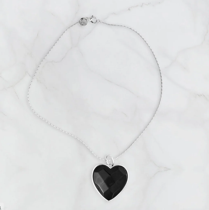 Halsband Big Heart Svart och Silver