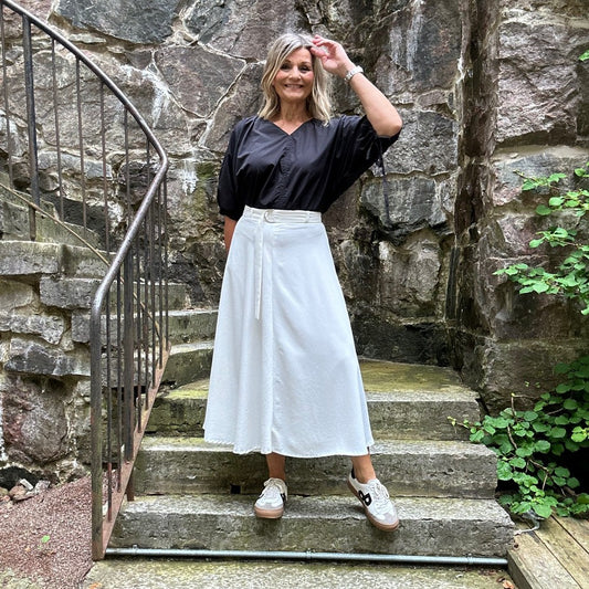 Mönsterpaket Kjol Emilia i Triacetat Vit - 50something