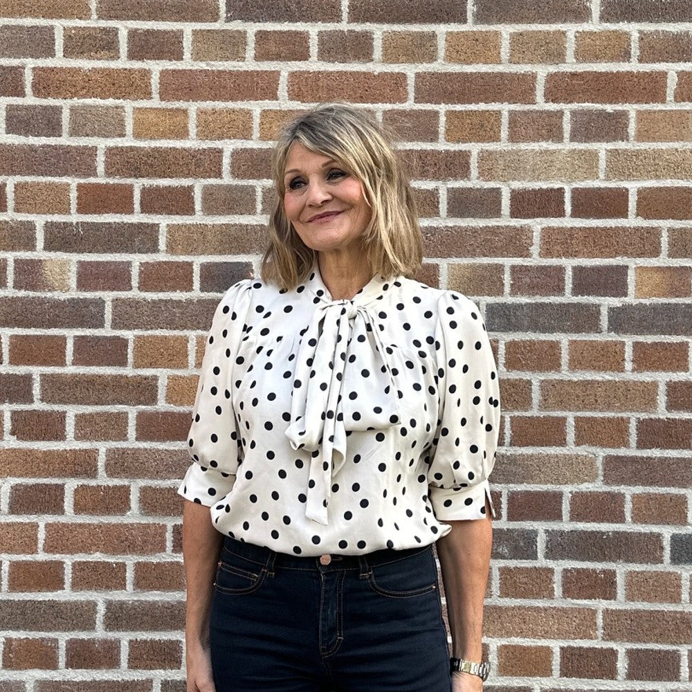 Knytblus Birgitta Viscose Prickig