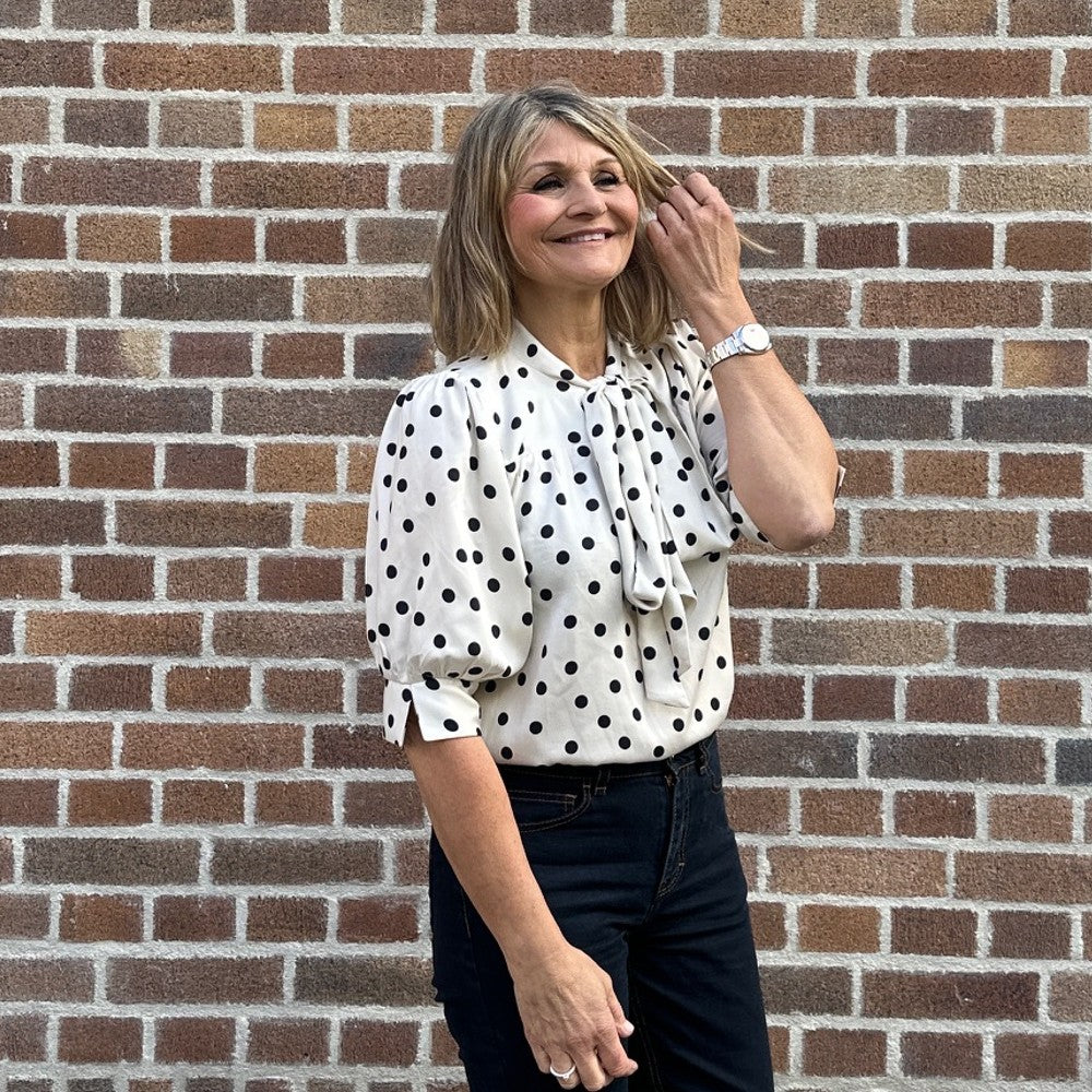 Knytblus Birgitta Viscose Prickig