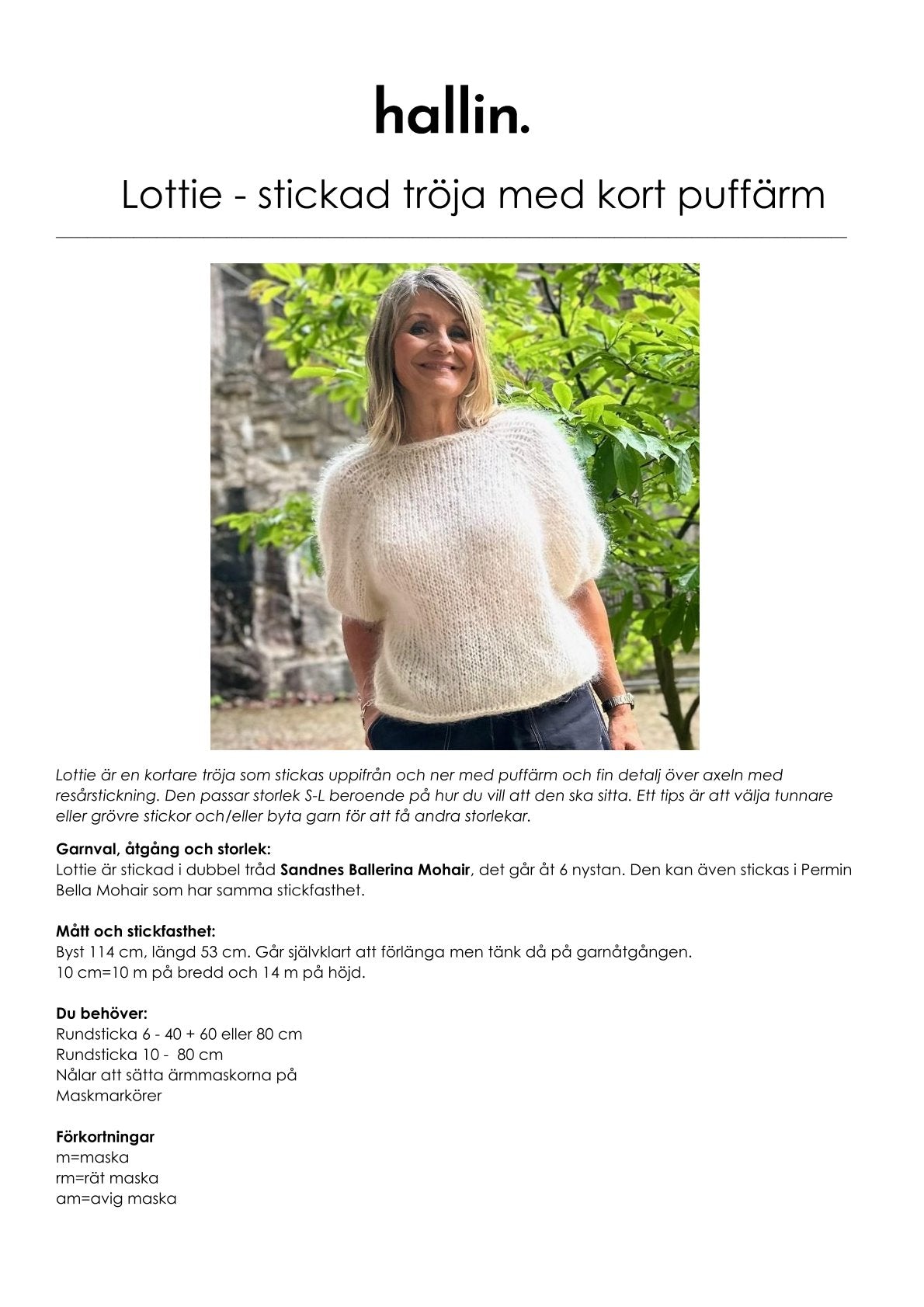 Stickmönster Tröja Lottie