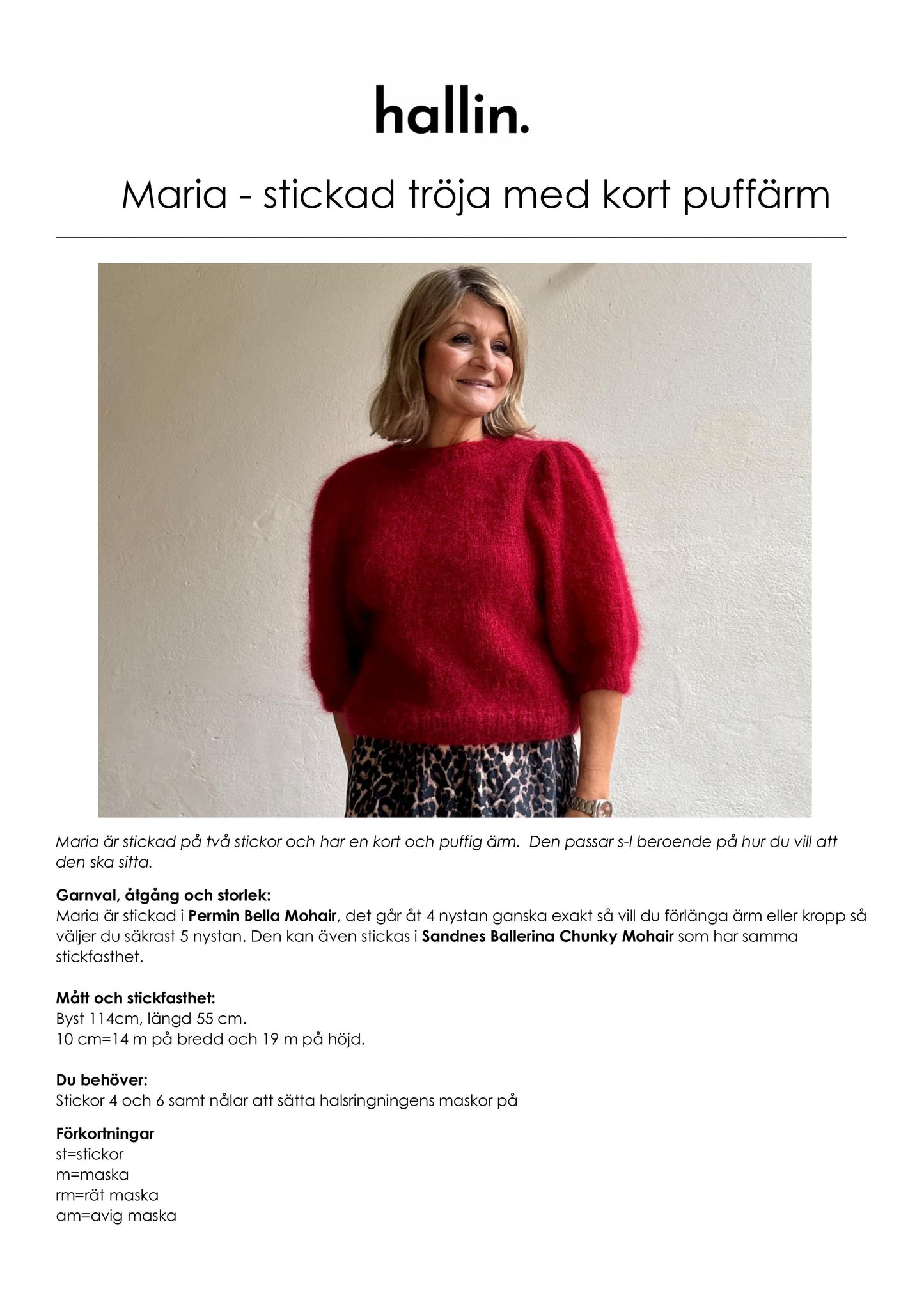 Stickmönster tröja Maria