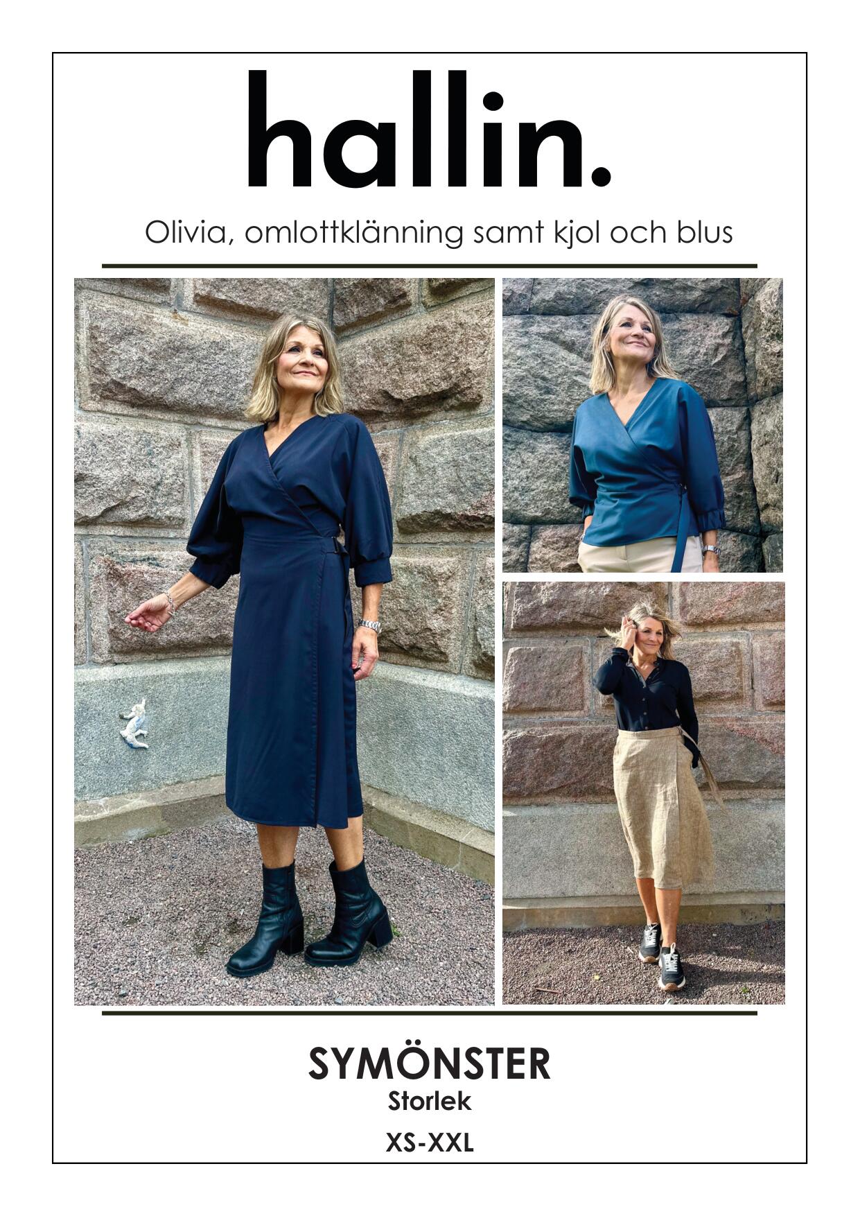 Mönsterpaket Blus Olivia i Triacetat Vit - 50something
