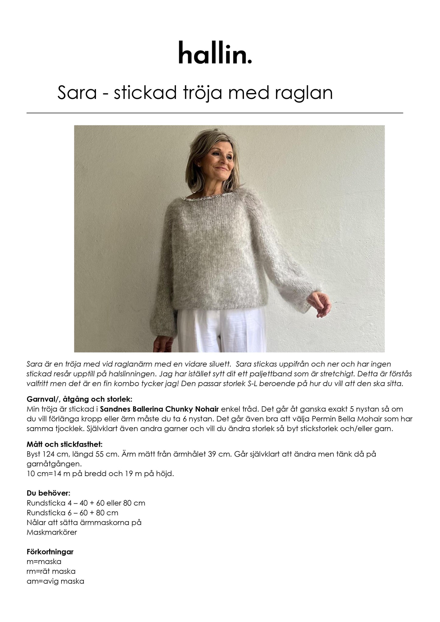 Stickmönster Tröja Sara