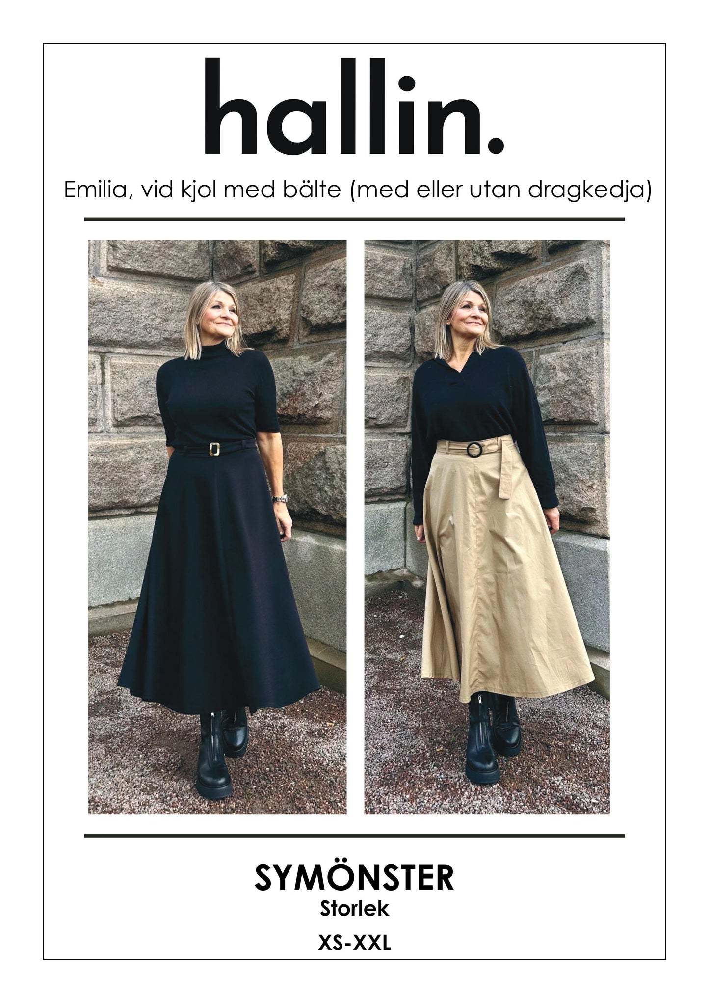 Mönsterpaket - Emilia kjol med svart viscosejersey