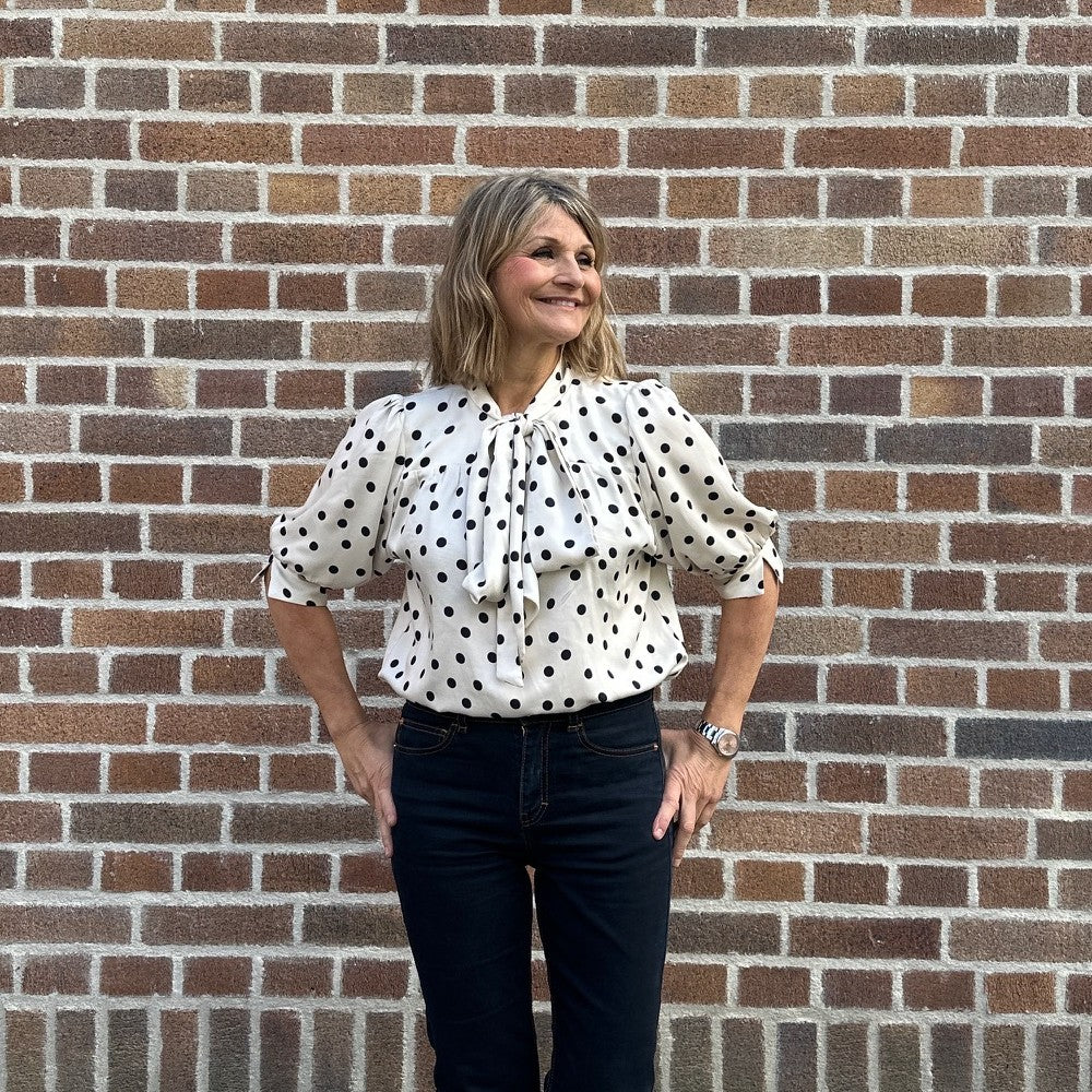 Knytblus Birgitta Viscose Prickig