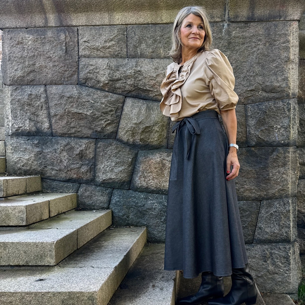 Tie blouse Birgitta Black/White
